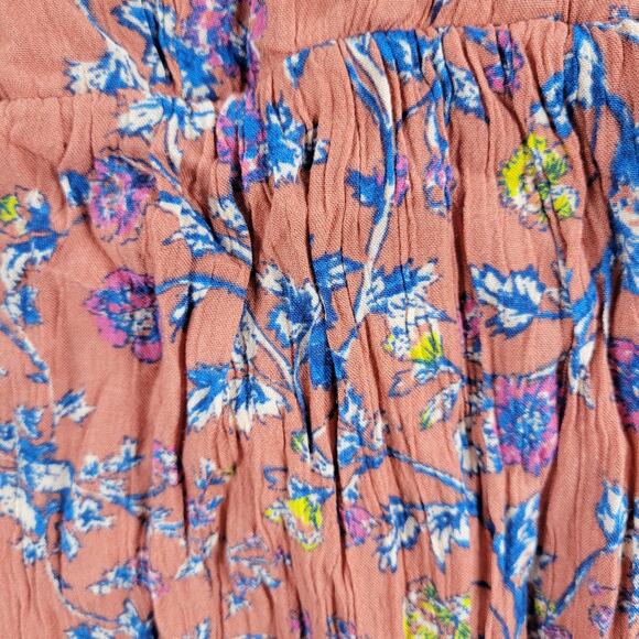 Jessica Simpson Maternity Halter Dress Womens S Pink Blue Floral Gauze A-Line - Picture 12 of 12